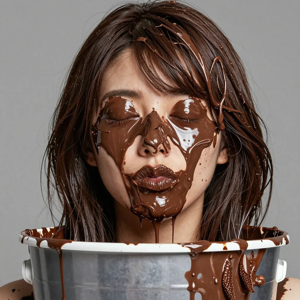 【実験】顔にチョコレートをドバっとかけるプロンプト検証｜32条件で「目が隠れるチョコ」を探る