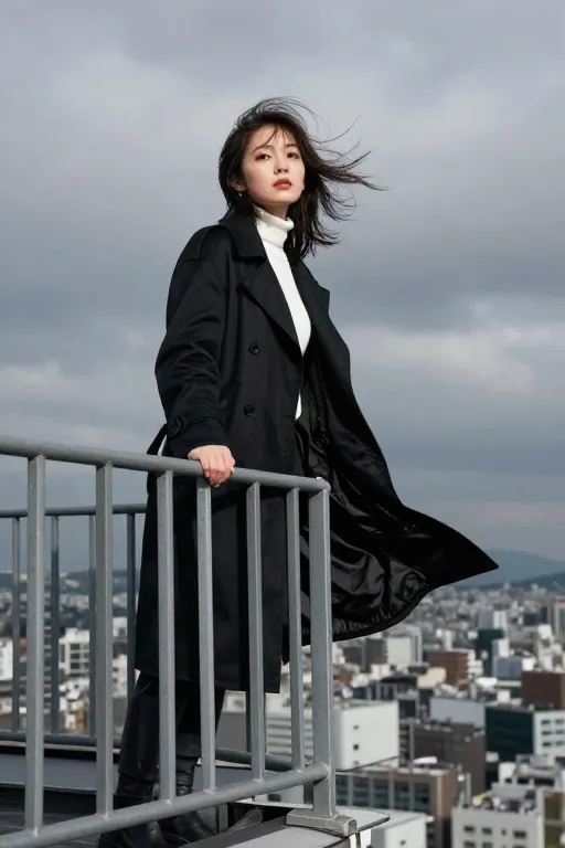 「屋上ファッション誌風ローアングル」のプロンプトを探す
